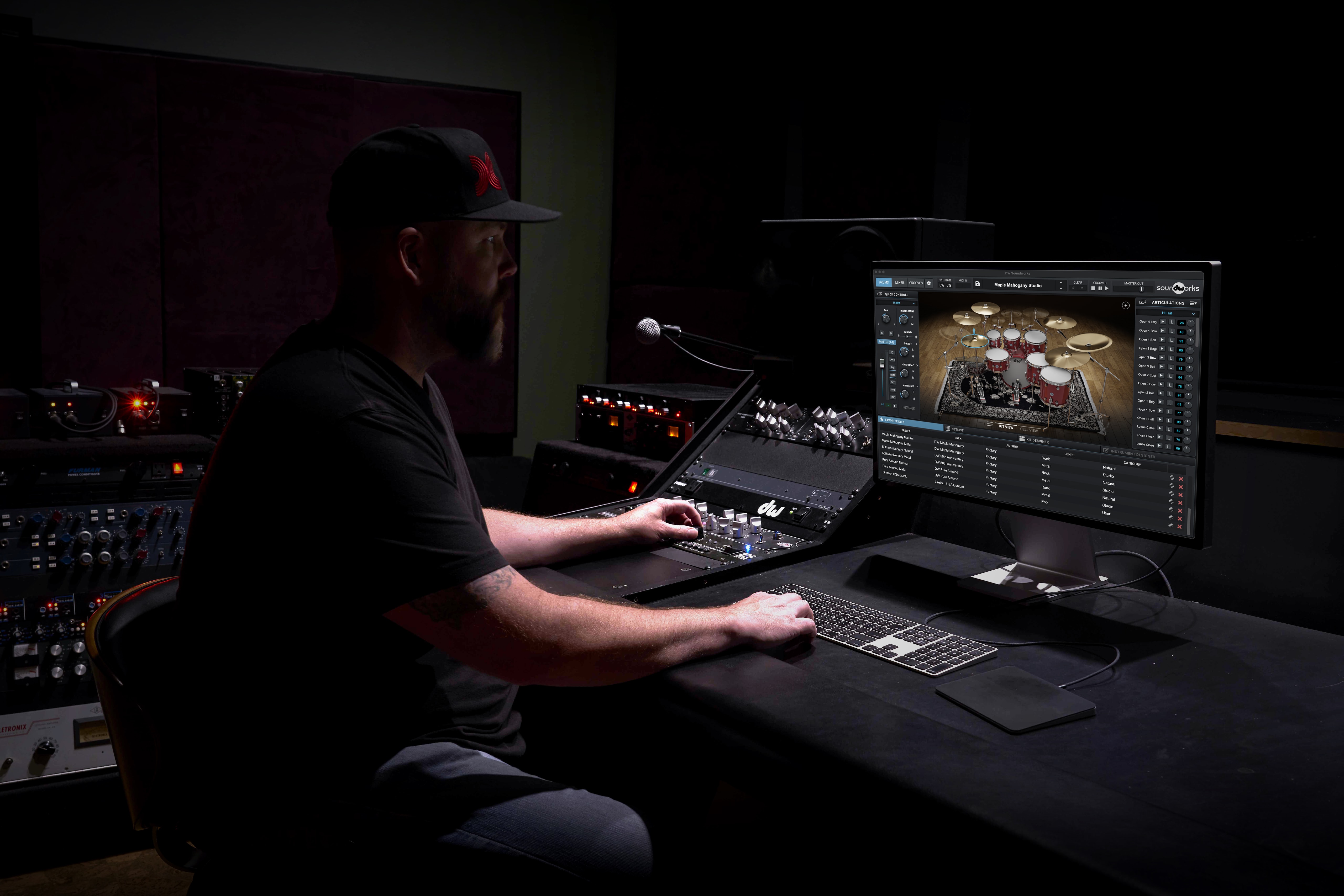 DW Soundworks Software on music producer's monitor