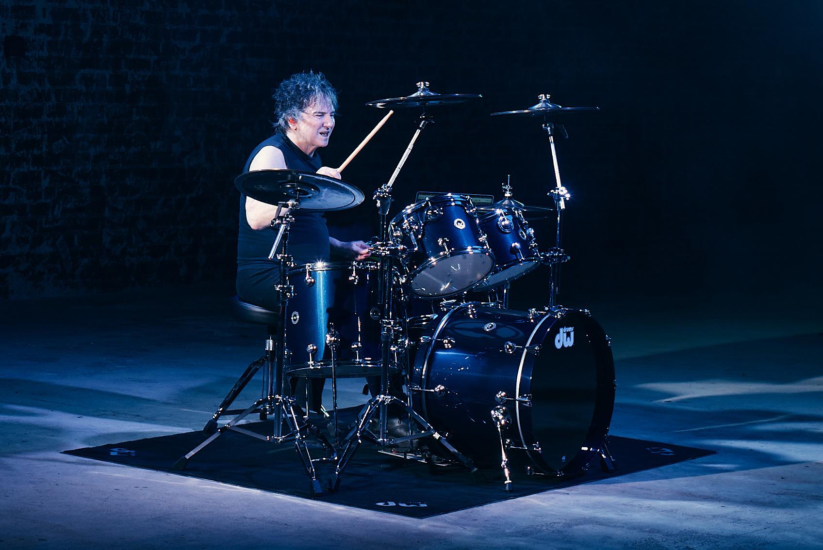 Drummer Terry Bozzio playing DWe Drums