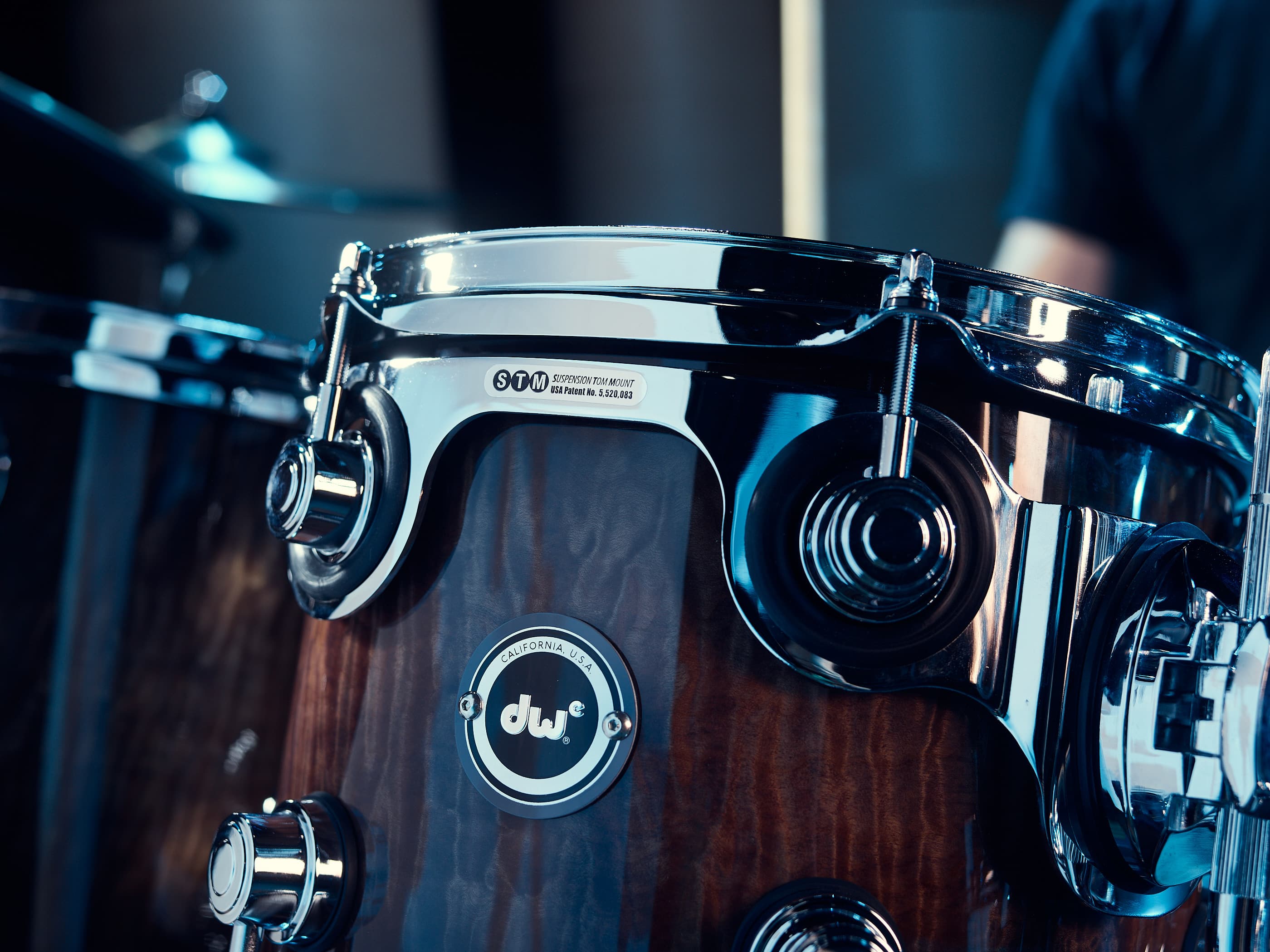 Close-up of a Curly Maple DWe tom drum