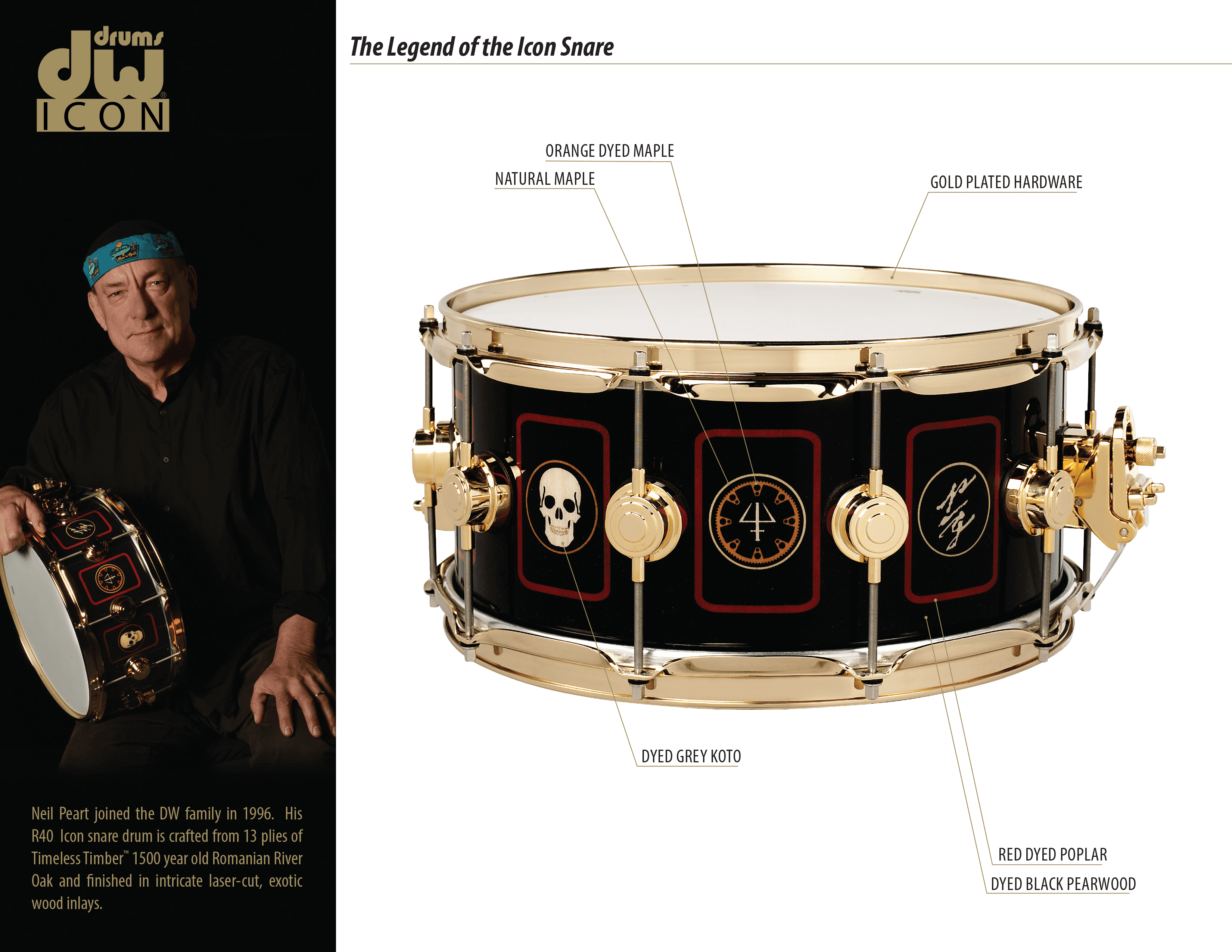 Neil peart snare on sale drum for sale