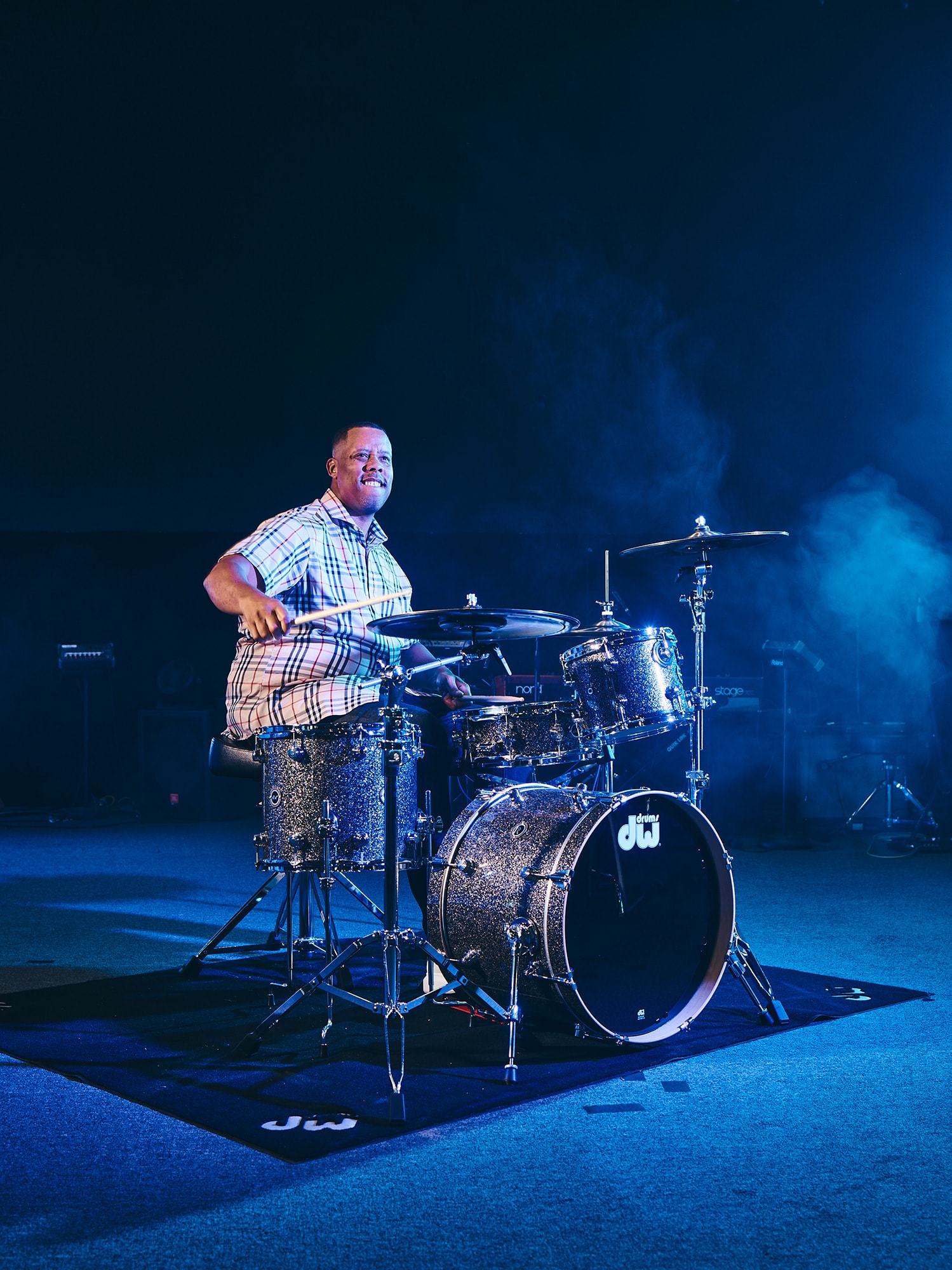 Drummer Nisan Stewart playing DWe Drums